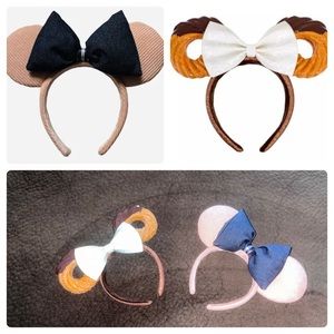 Disney Parks 2023 Churro Pink Corduroy Denim Bow Minnie Mouse Ears Headband Lot